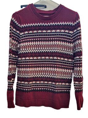 Women’s Size S Croft & Barrow Fair Isle Horizontal Stripes Pullover Sweater